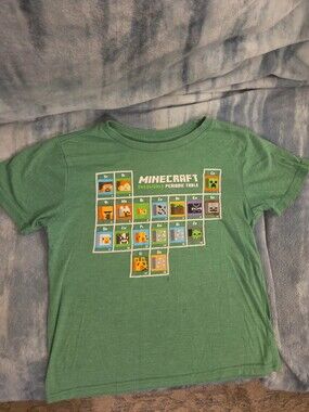 Minecraft Boys Small Green Short Sleeve Crew Neck T-Shirt Cotton Polyester